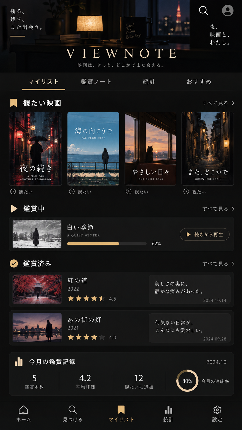 ViewNote 日本影视个人观影簿界面
